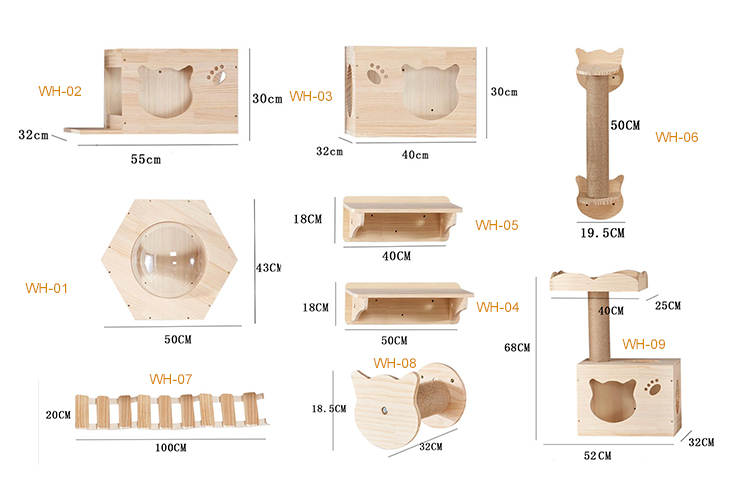 Wall Hang Cat Wooden House WH Series Option